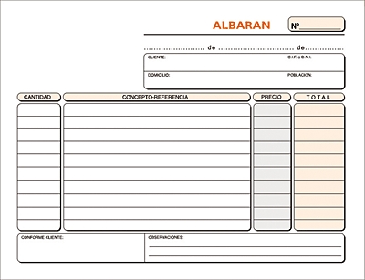 Albarán  Modelo Factura