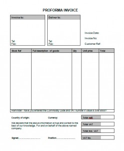 Plantilla factura proforma en inglés